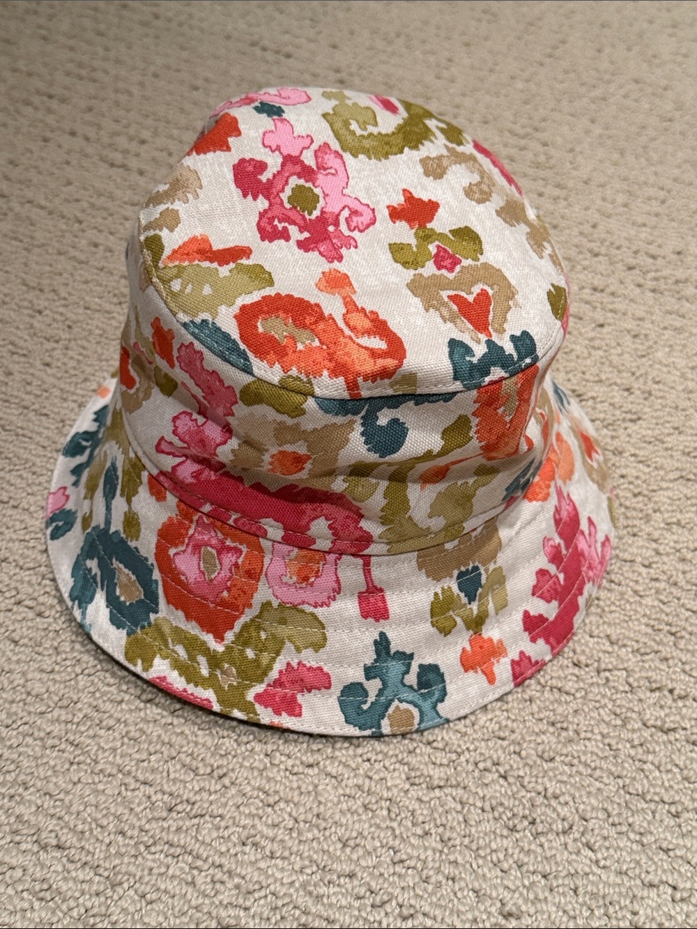 Women's Floral Print Bucket Hat in Pink, Orange, Green - Picture 1 of 3